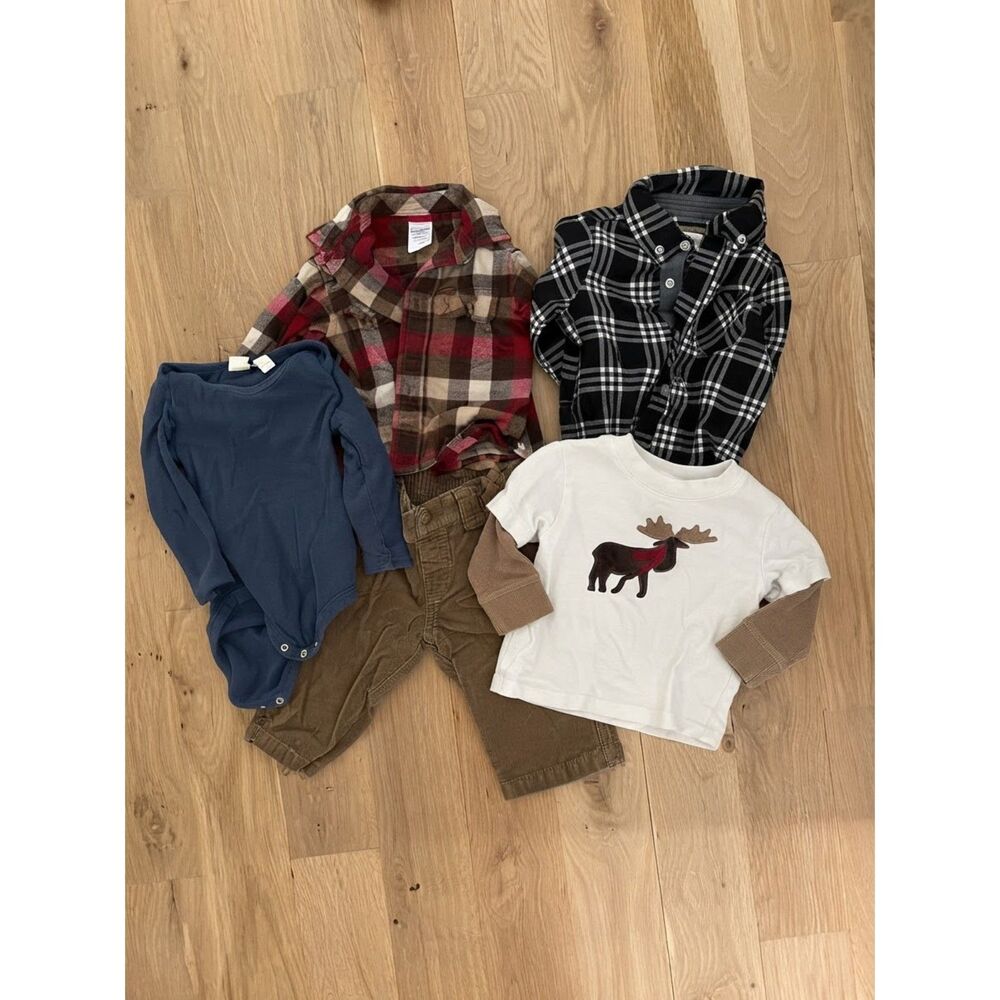 Gymboree & Baby Gap Toddler Boy Winter Plaid Bundle Lot Size 6-12M EUC
